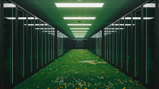 Conceptual image of green server room. We hire IT jobs in the Irish and data center sectors advancements and to attract it jobs hunters in dublin for data centers like AWS, facebook and equinix
