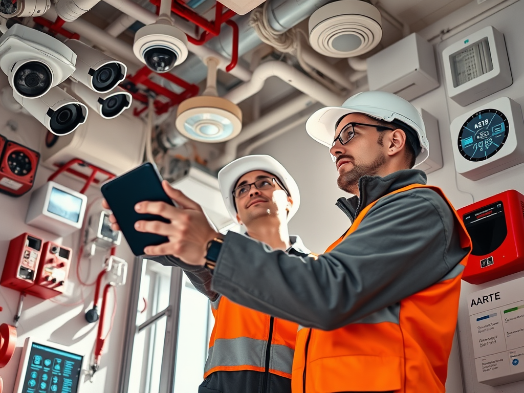 multiple Alarm Engineers working out complext problems on a fire alarm jobs Dublin